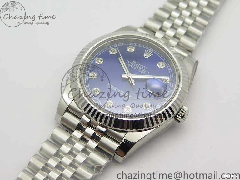 MiroTime 0325 SoftTouch DateJust 228238 SS Noob 1:1 Best Edition Blue Dial Diamond On Jubilee Bracelet A 3498